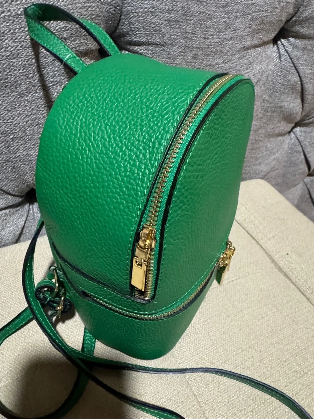 Green Mini 100% Leather Backpack